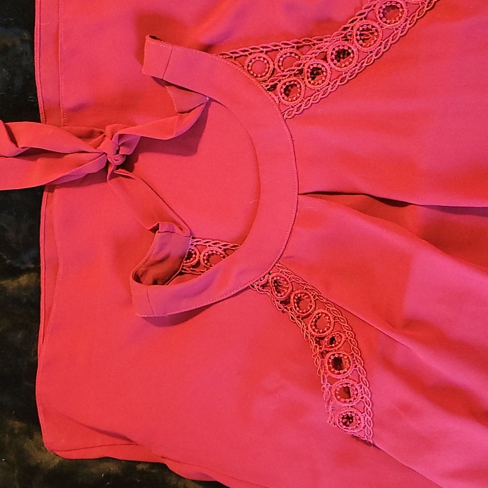 Iz Byer Fuchsia Pink Halter Dress with Crochet Trim